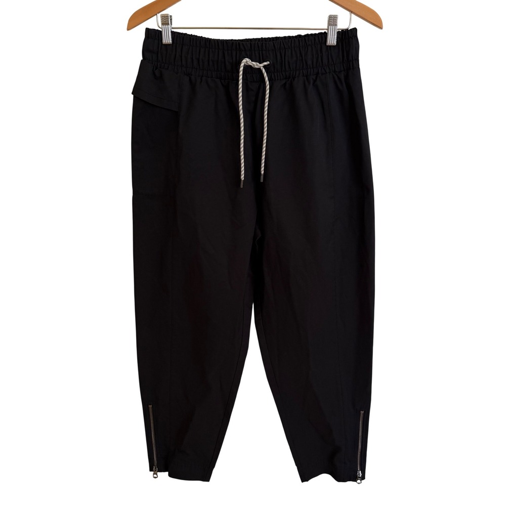 Varley Eastwood Cargo Pant Black Sheen Twill Jogger Ankle Zip VAR01180 Large 25"